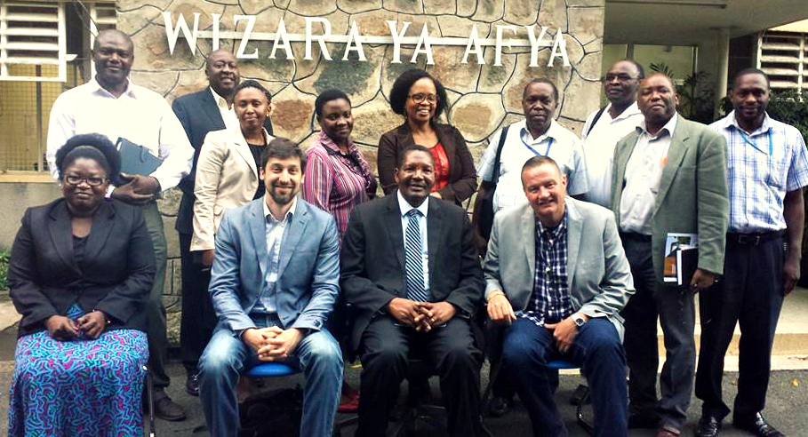 Matter team members Jeremy Newhouse and Mike Muelken with the Tanzanian Deputy Minister of Health and his cabinet.
